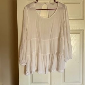 American Eagle. Size XL. White, see through, long sleeve blouse.